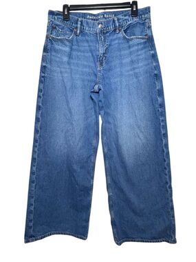 American Eagle Ultra Wide Leg Jeans Women's Size 6 Low-Rise Strigid Denim Long